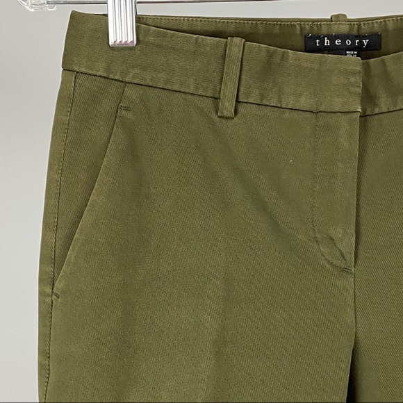 Theory Treeca CL Mod Twill Cropped Pants Green 2 - Picture 4 of 9